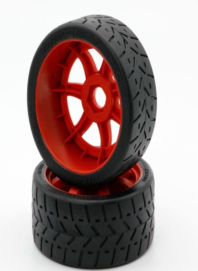 Power Hobbies 1/8 Gripper 42/100 Belted Mounted Front Tires/Wheels 17mm (2) Arrma Felony/Infraction/Limitless (Red) - Image 2
